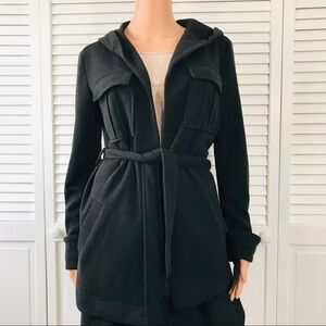 2/$100 BOBI BLACK Black Open Front Hooded Jacket Size Small
